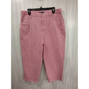 Vintage Capris Women's Size 16 Red White Checkered Gingham Granny Plus Country